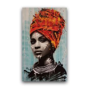Framed African Lady Portrait Premium Wall Art Canvas