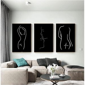 3 in 1 Black and Sexy Naked African Women Picture Canvas