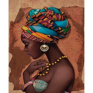 Unframed African WOman Canvas Painting Home Wall